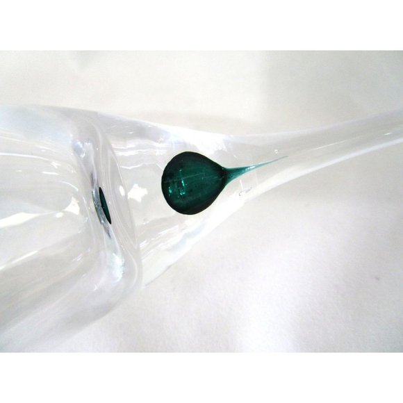 Orrefors Intermezzo Green Teardrop Stem Tall Goblet Wine EUC Sweden Discontinued - Picture 3 of 12